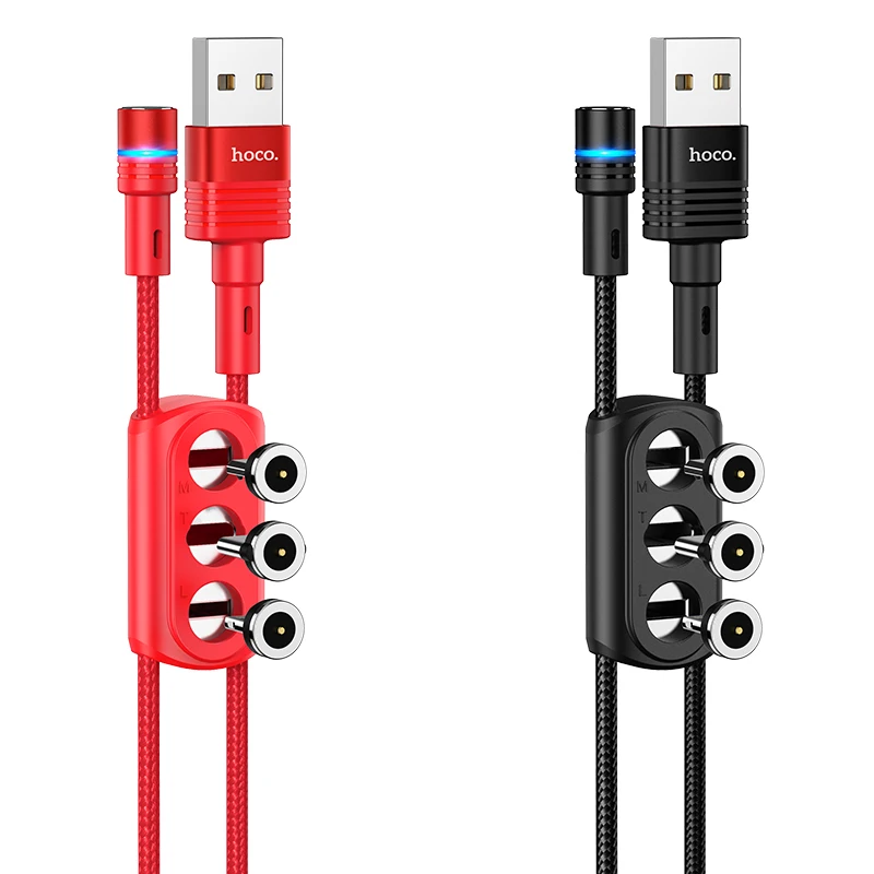 HOCO U98 3 в 1 для iPhone micro type-c Многофункциональный магнитный Плетеный зарядный usb-кабель Линия 1,2 м