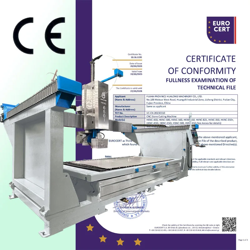 Hualong machinery HKNC-650J high efficient large stone cnc sawjet countertop processing bridge cutting machine with water jet
