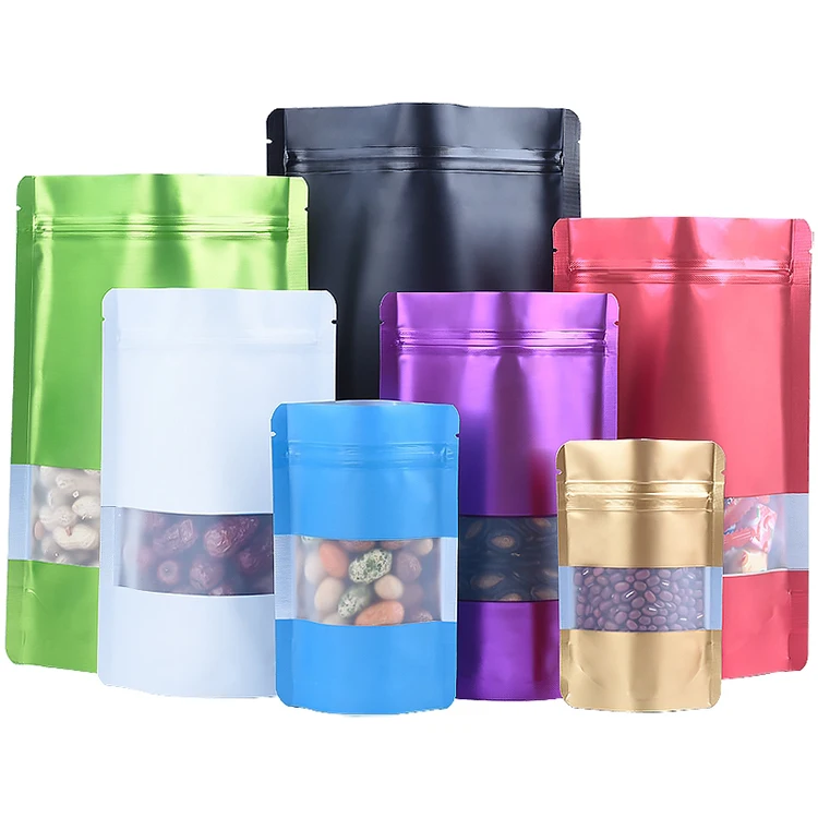 Custom Print Stand Up Doypack Pouch Aluminumh Foil Lined Food Tea Packaging Bag With Window