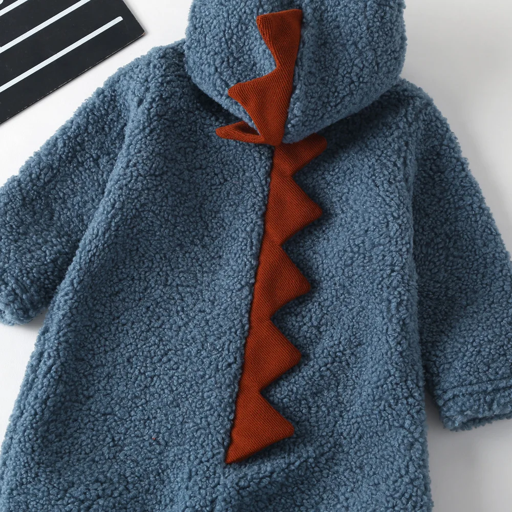 
Rropa Bebe Dinosaur Baby Boy Winter Clothes Warm Plus Velvet Animal Hooded Jumpsuit Newborn Baby Clothes Baby Girl Romper 