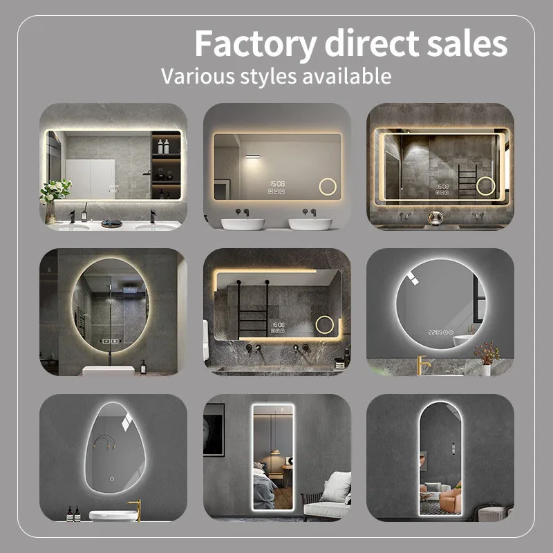 Custom round Bluetooth smart bath mirror illuminated backlit mirror defogger LED bathroom mirror with light