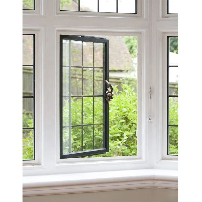 MJL house thermal break security outward grid tempered glazed steel casement window