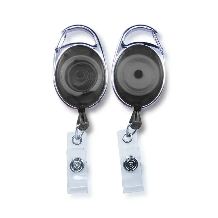 Bestom Custom Oval Carabiner ID Name Tags Badge Reel Holder With Metal Badge Clip