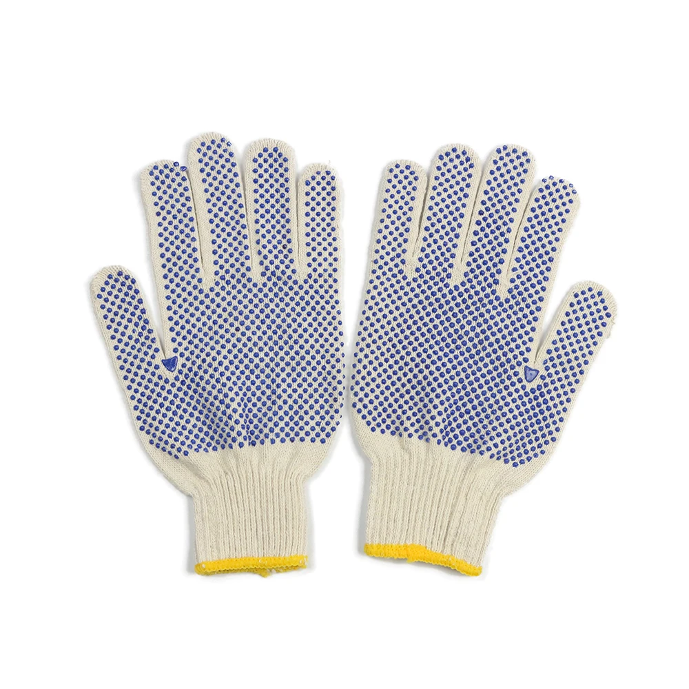 Hot sales Safety Durable  Cotton Gloves Industrial Gardening Farm Working Construction 100% PVC dots Cotton Knitted Gloves