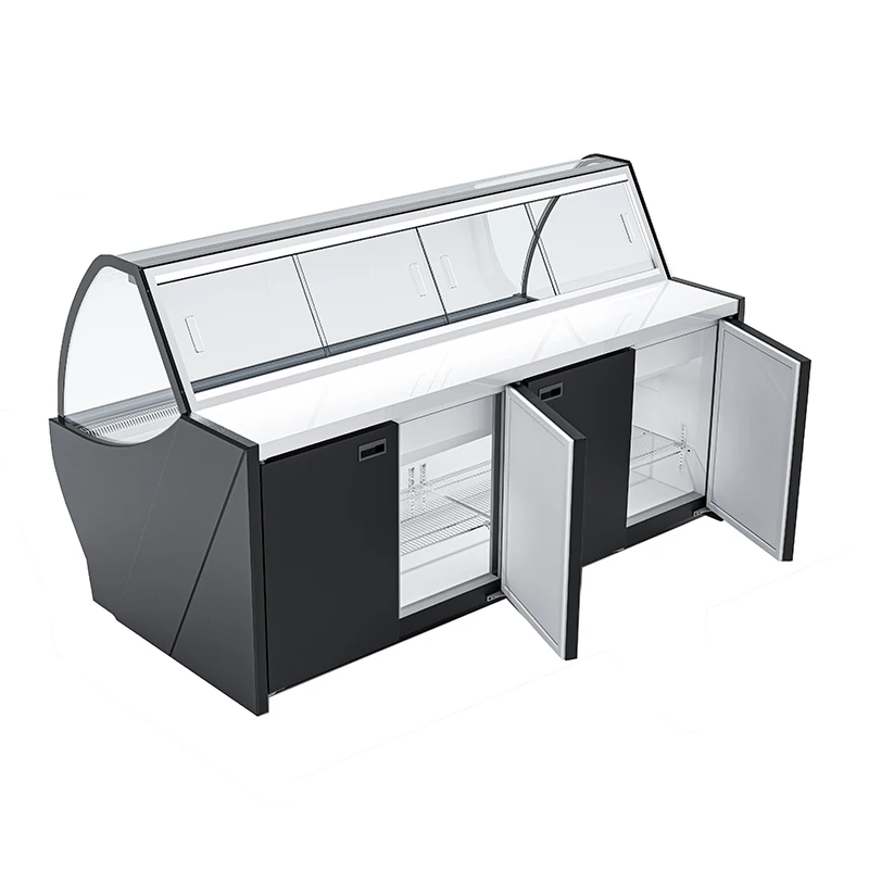 Supermarket Fresh Display Showcase Freezer Sliding Glass Meat Deli Showcase Cooler