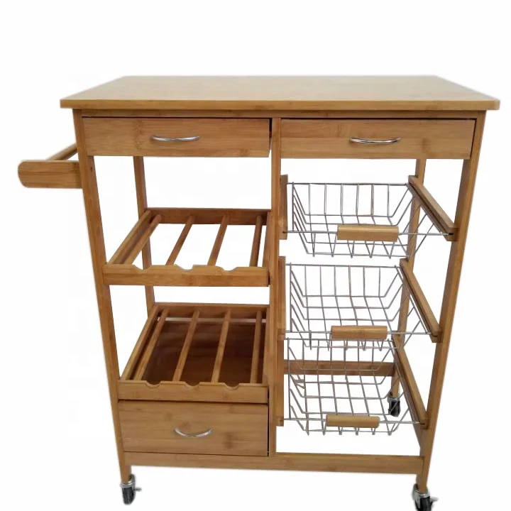 Дизайнерская Кухонная Тележка из бамбукового дерева