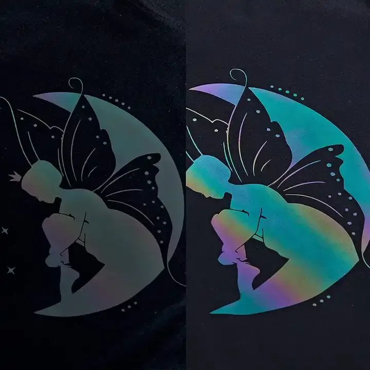 YouGuang Rainbow Heat Transfer Vinyl Label Reflective Logo Patches Reflective Iron Sticker for Garments Reflector