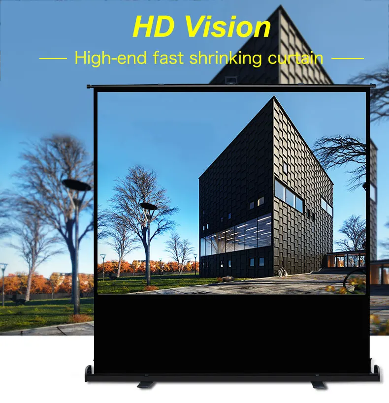 80 Inch Tension Floor Screen Ambient Light Rejecting Throw Laser 4k Projection Floor Screen