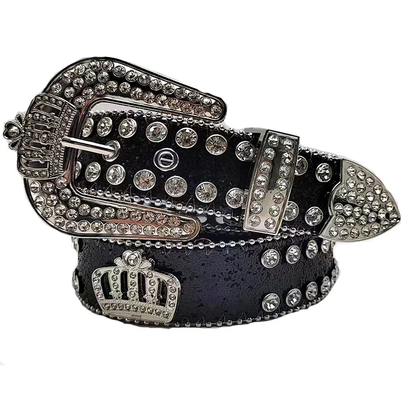 New rhinestone belt  with Royal crown buckle  for Jeans Pants