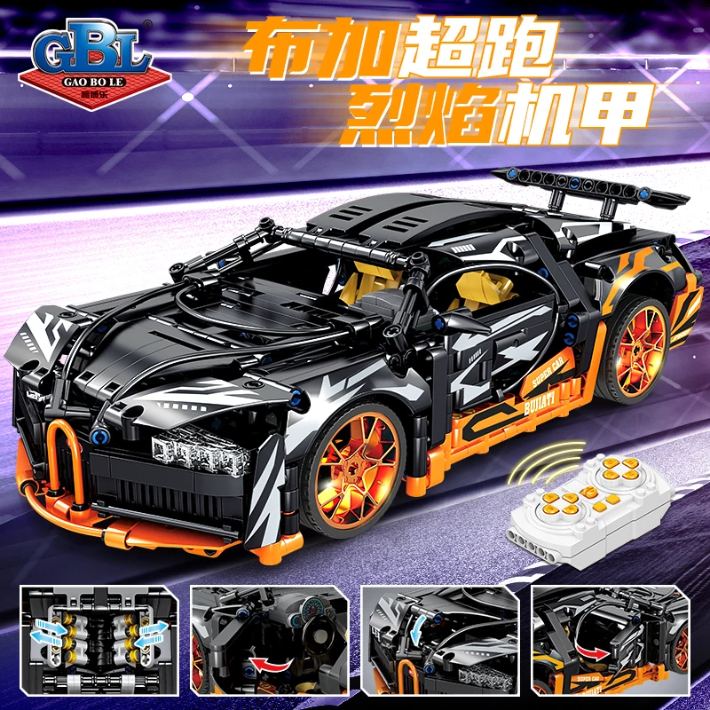 KY1090 Black Bugattis block sports car toy technology Christmas Present building block toy Cheap wholesale toys