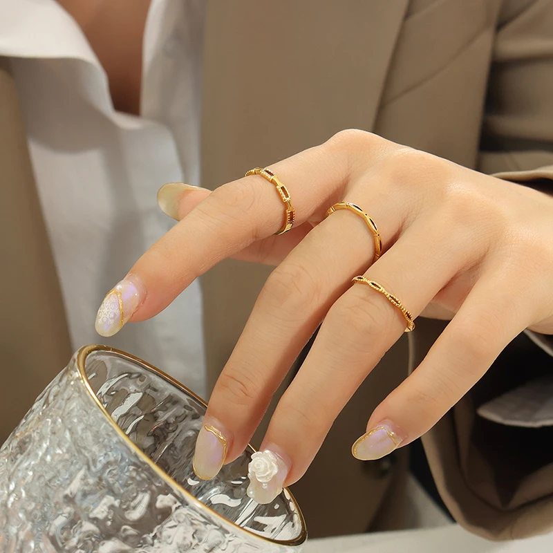 Wholesale hollow folded rings Versatile stainless steel ring