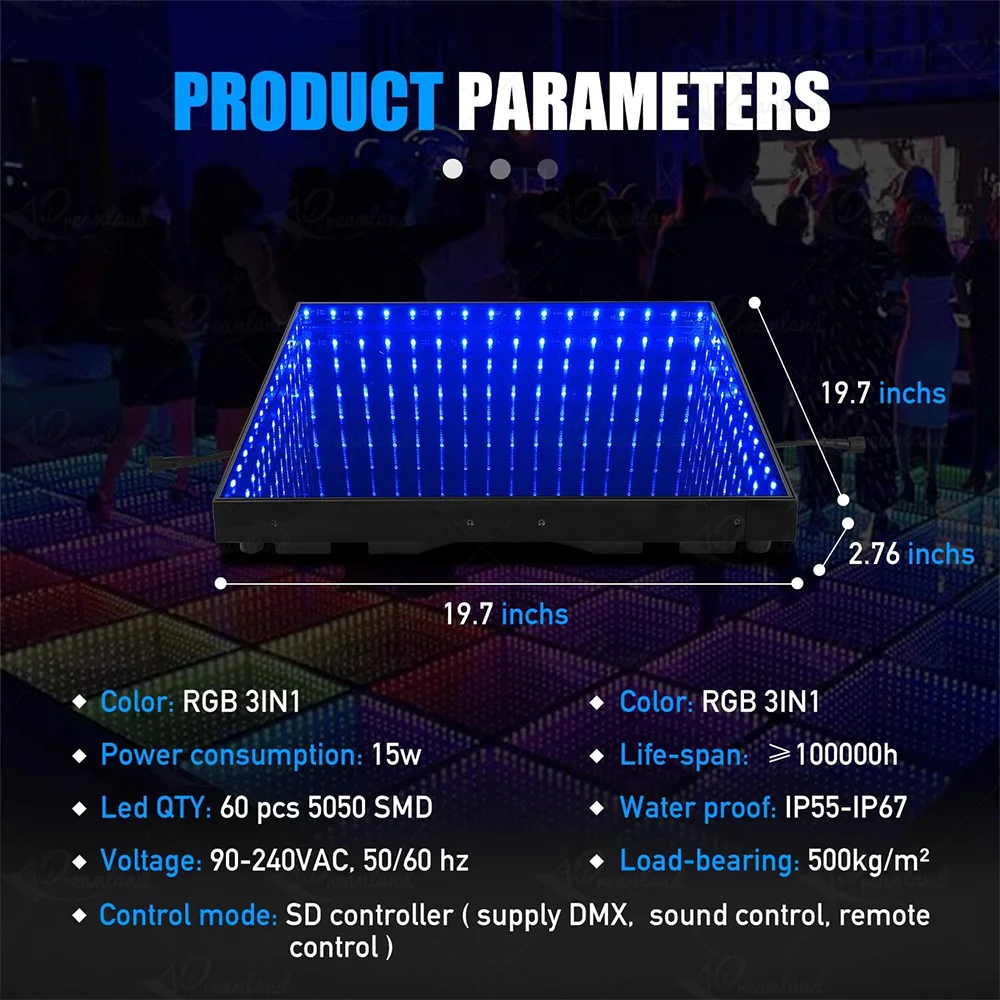 Infinity Fast Setup Dj Light 2ft By 2ft Wireless 3d Mirror Magnet Led Dance Floor
