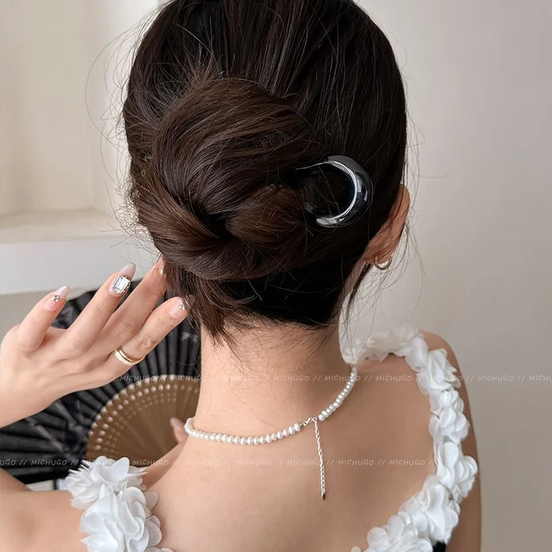 Twist Hair Stick Hair Clip Plastic Wavy U-Shaped Hairpin Vintage Women Hair Sticks Headwear Accessories Party Gifts W24-972