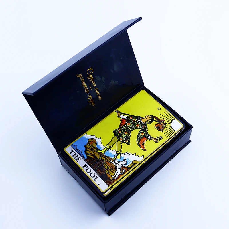 Custom Premium Tarot Deck Printed Eco Friendly 24K Gold Tarot Cards German Wholesale Plastic With Gold Edges Tarot Cards