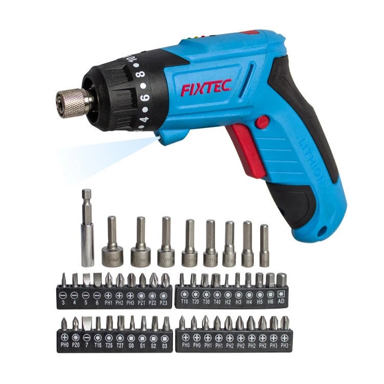 FIXTEC 4V Electric Screwdriver 1500mAh USB Rechargeable Cordless Power Screwdriver with LED Light Adjustable Torque