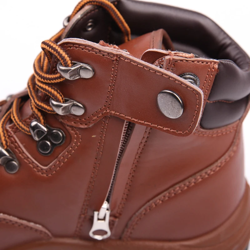 officers Anti Slip Work Shoes PU Outsole Leather Anti-Oil zipper Safety Boots For Petroleum