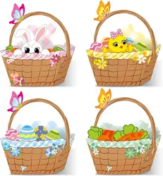Kids DIY Egg Hunt Bunny Plastic Candy Wrap Gift Box With Handles Cute Bunny Party Decor Mini Paper Easter Basket