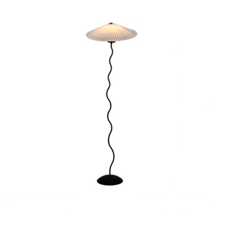 2023 Vintage Pleated Umbrella LED Vertical Floor Lamp for Living Room Bedroom