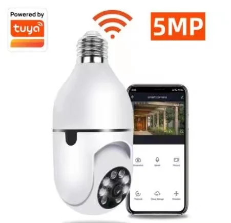 factory new model TUYA APP 5MP PTZ Wifi Camera Bulb light Socket Security  for Smart Home  CCTV Camera auto tracking camera