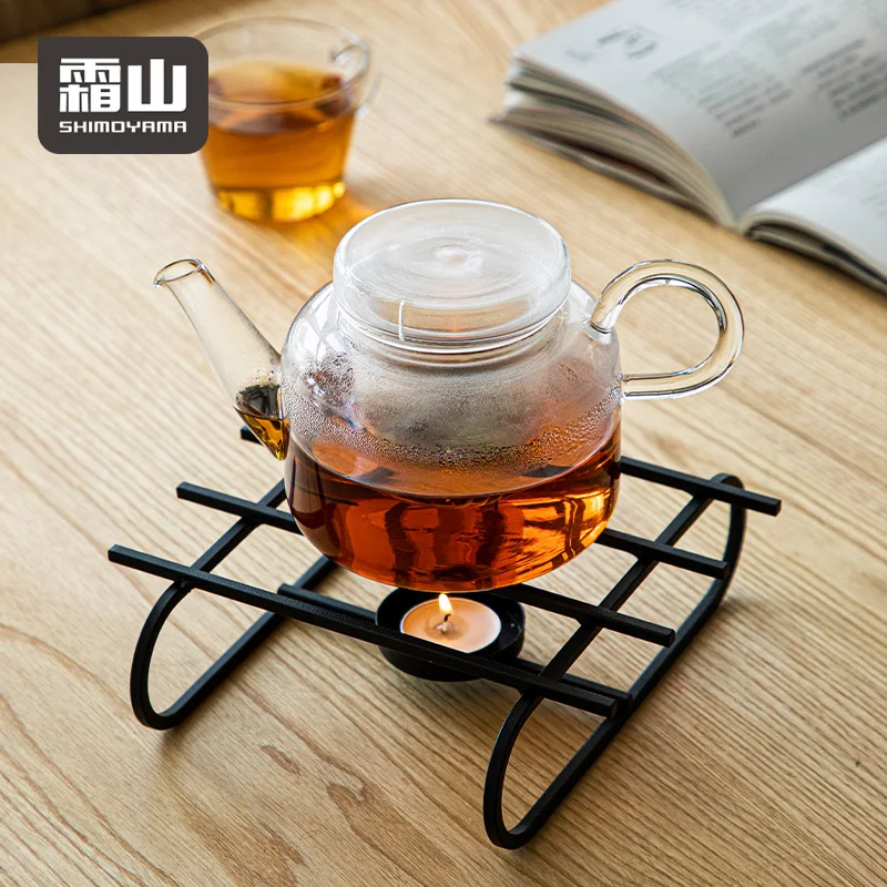 SHIMOYAMA 700ml Glass Tea Kettle with Loose Tea Infuser & Warmer High Borosilicate Glass Teapot Set