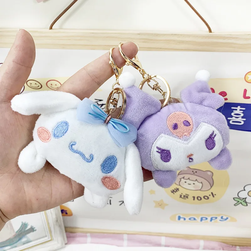 K503 Cute 4 Styles Sanlio Series Plush Keychain Melodi Cinnamon Dog Plush Pendant Hanging Doll For Gifts