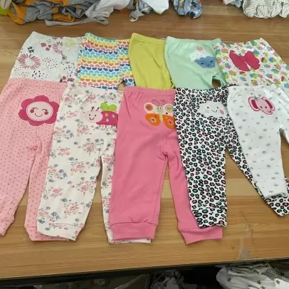 Wholesale baby pants 100% cotton cartoon 0~12M random model stripe printing color pants newborn baby gift set