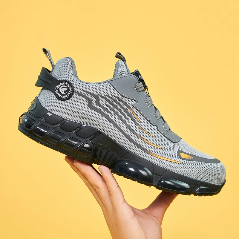 Original Brand New TPU  outsole Mens Work Shoes Steel Toe Construction Safety shoes , Twist Dial lock safety sneaker Black