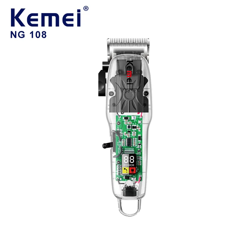 Kemei Km-NG108 прозрачный корпус машинки для стрижки аккумуляторная электромашинка волос Мужская USB зарядки