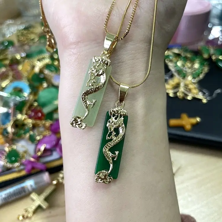 2021 new arrival jialin jewelry jade dragon stone pendant gold