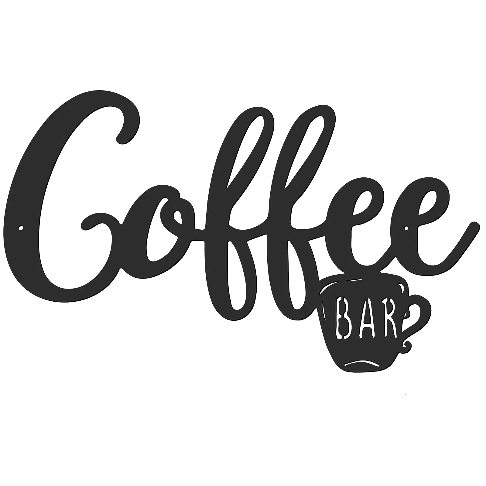 Metal Coffee Bar Hanging Wall Sign Iron Christmas Metal Store Decoration Letter Sign Coffee Word Art 12 X 7.2 Inch Traditional