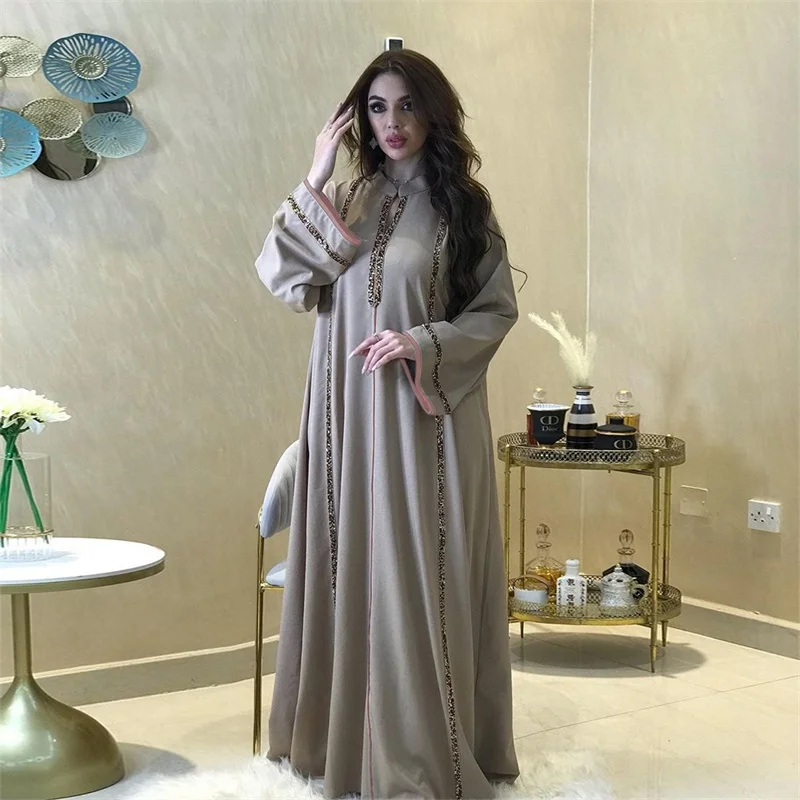 white muslim islamic prayer clothing women dress open femmes robe black musulmane abaya dubai 2023 niqab