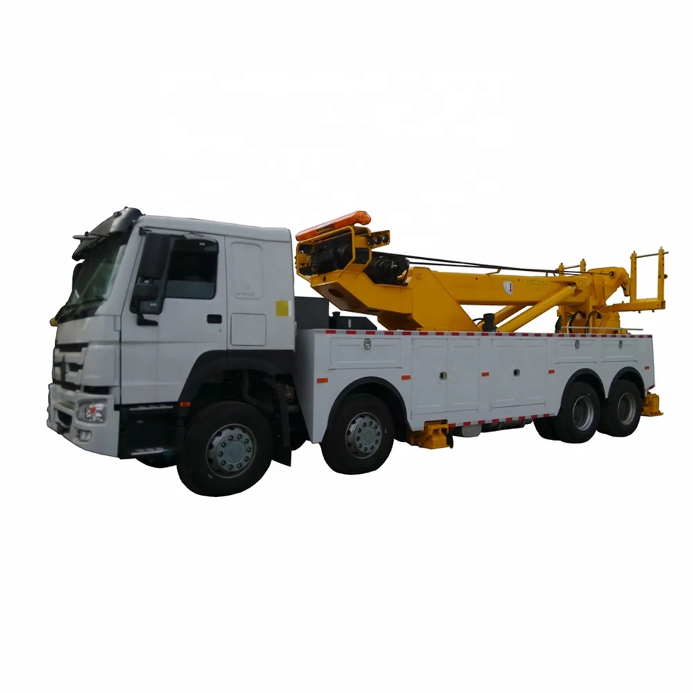 HOWO 360 degree rotation Crane 30tons Lifting 12 wheel heavy duty wrecker tow truck for sale