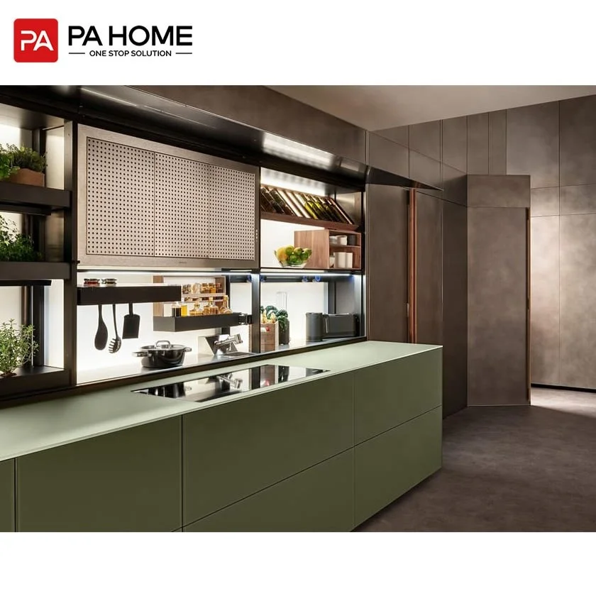 PINAI  grade decoration apartment modern island furniture set big kitchen cabinet island designs