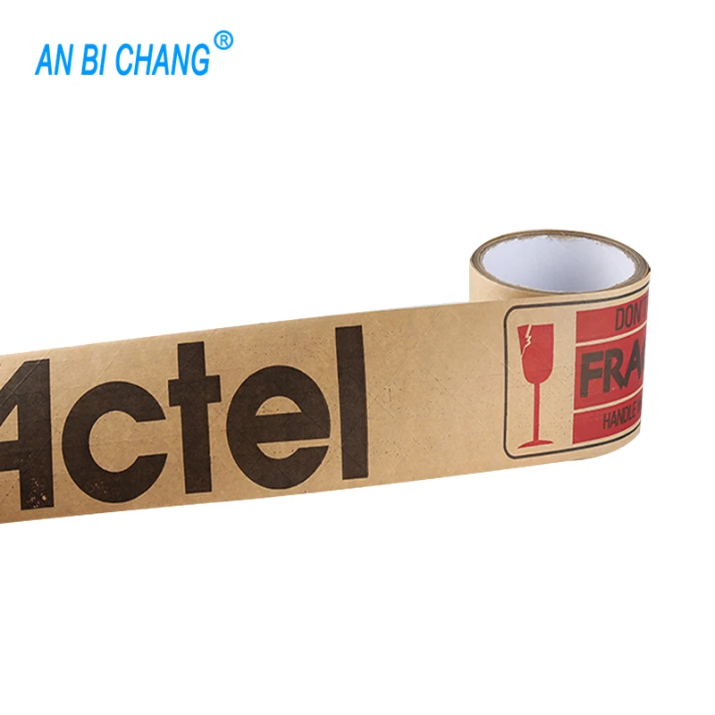 Fiber Reinforced Custom Printed Gummed Kraft Paper Packing Tape 3 Inches X 375 Feet