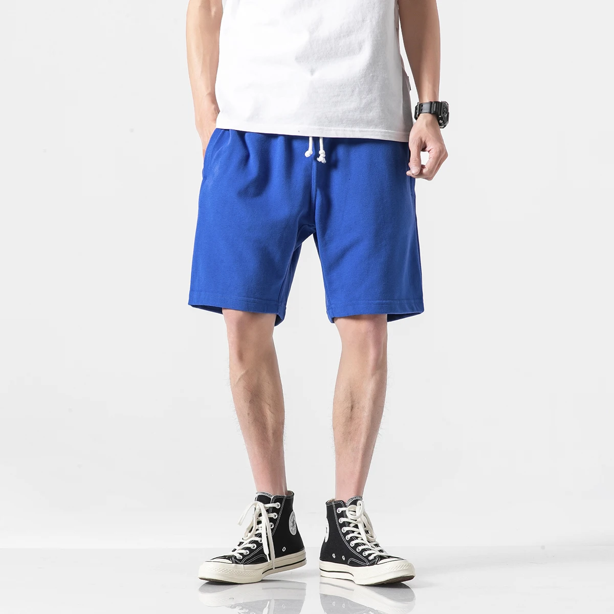 Summer sports shorts Men loose cotton five-minute pants trend plain color casual beach pants couple plus-size basketball pants