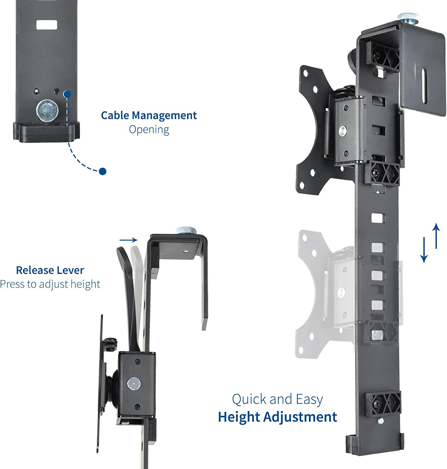 MG Height Adjustable Office Cubicle Bracket VESA Monitor Mount Clamp type for 17 to 32 inch monitors