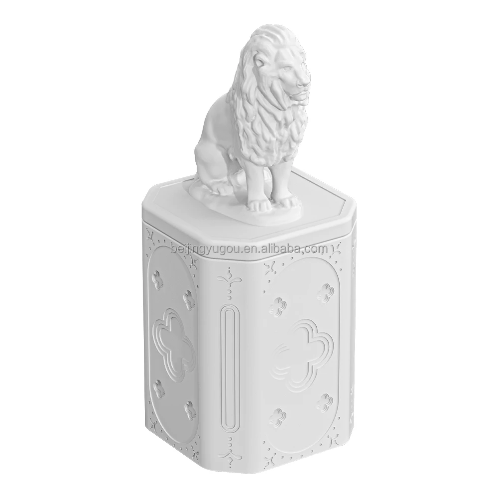 Latest Nordic Concrete Candle Vessels Customized Color Lion Candle Container Unique Design Cement Holders for Decor