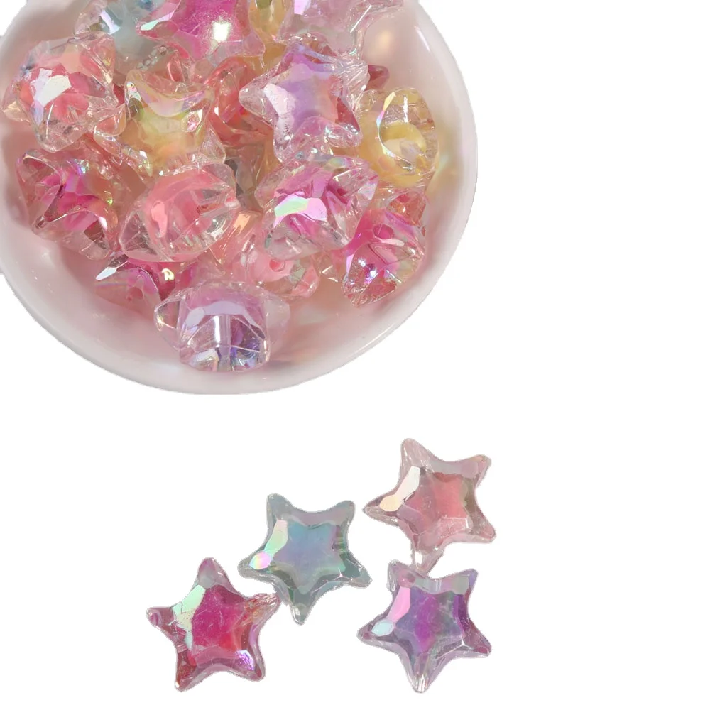 Acrylic Candy Flower Heart Star Beads Shiny AB Color For Jewelry Making Handmade Hair Ring Gifts KidToys Keychain