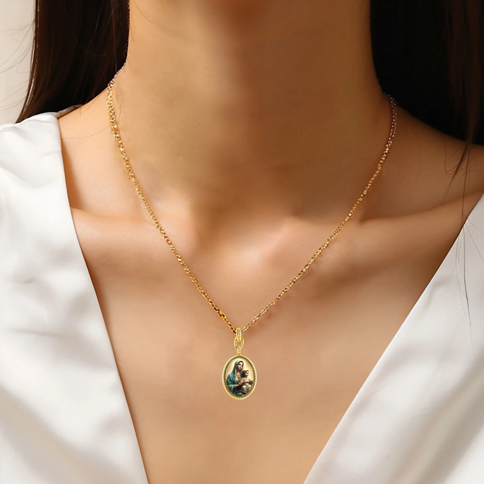 Catholic Shop Necklace with Simple Cross Pendant Wholesale Religious Items for Women Stainless Steel Jewelry for Parties Gifts