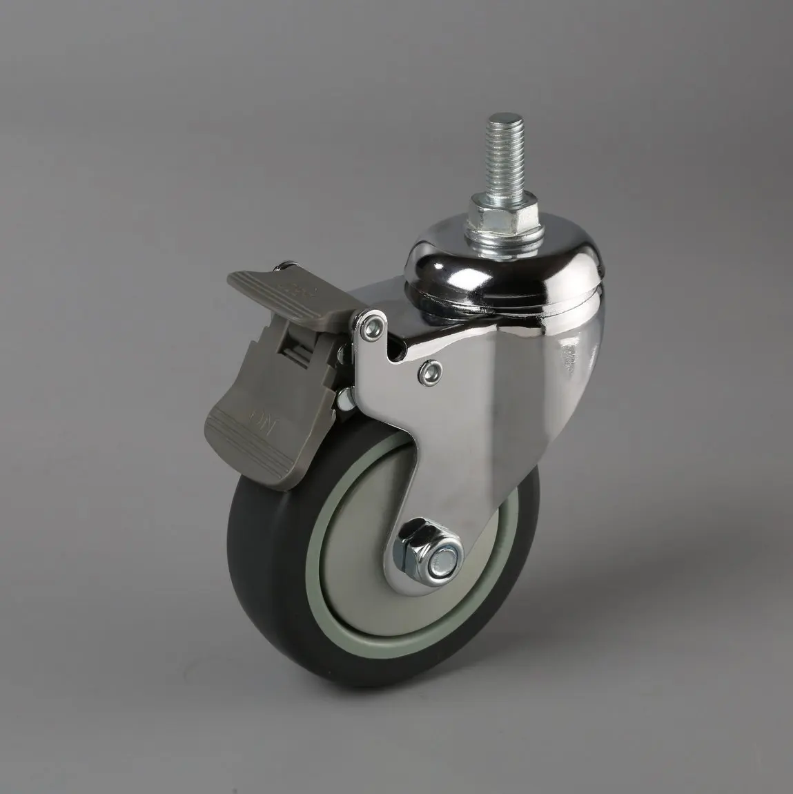 Premium Max load bearing 100kg Swivel Threaded Stem TPR 4 inch hospital cart caster wheel