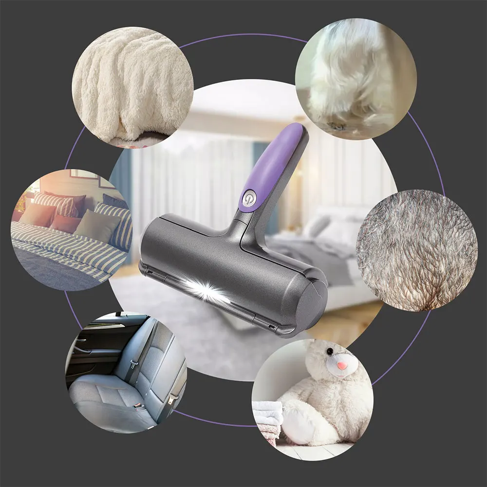 Factory Reusable Dog Hair Removal Roller for Furniture Bed Dog Cat Self-Cleaning Fur LED Pet Fur Remover
