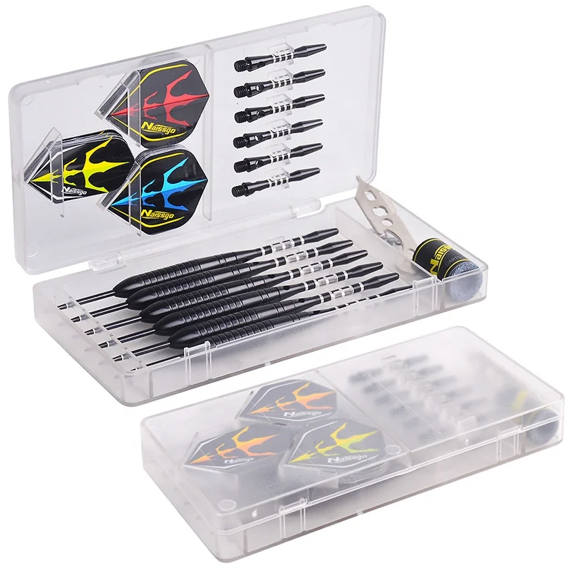 Steel tips dart set 6pcs Brass dart sets 6 brass barrel 12 aluminum shafts and flight in 2 styles  with packing case TD-D6014