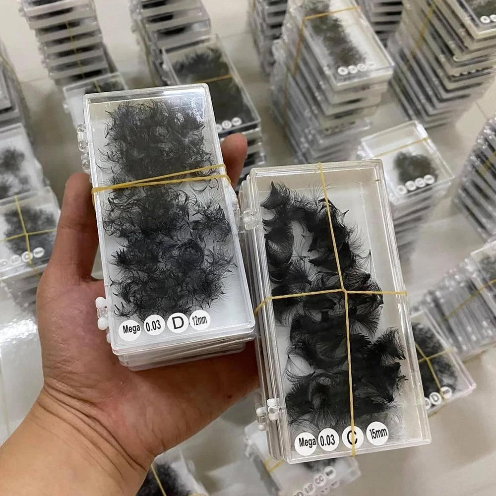 3D-14D Mixed Length Sharp Pointy Stem Pre Made Russian Premade Volume Loose fan eyelashes premade volume fans eyelash extensions