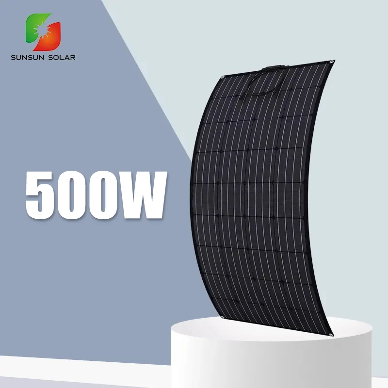 SUNSUN 500W Monocrystalline Silicon Flexible Solar Panel Full Black Photovoltaic For Balcony RV Boat
