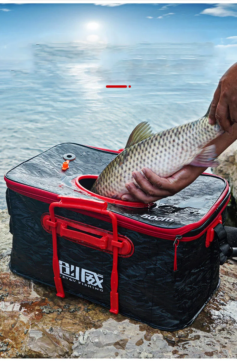 2022 Outdoor Eva Foldable Fish Bucket Live Fish Container Multi-functional Fish Live Lures Bucket Fishing Bucket Fishing Bag