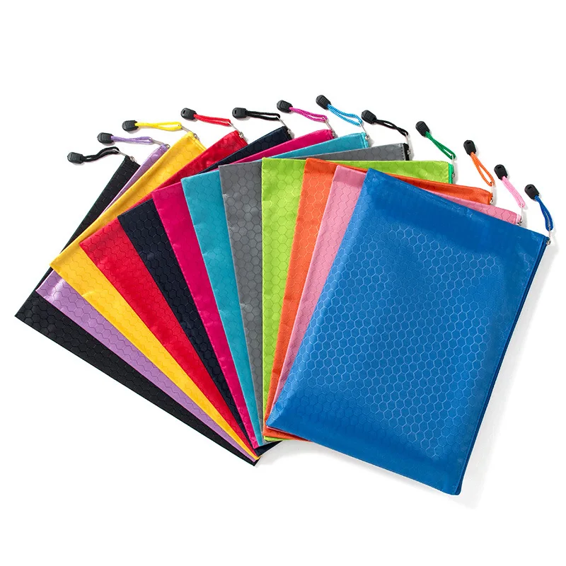 custom logo A4 file folder bag blanks office supplies zipper document holder organizer