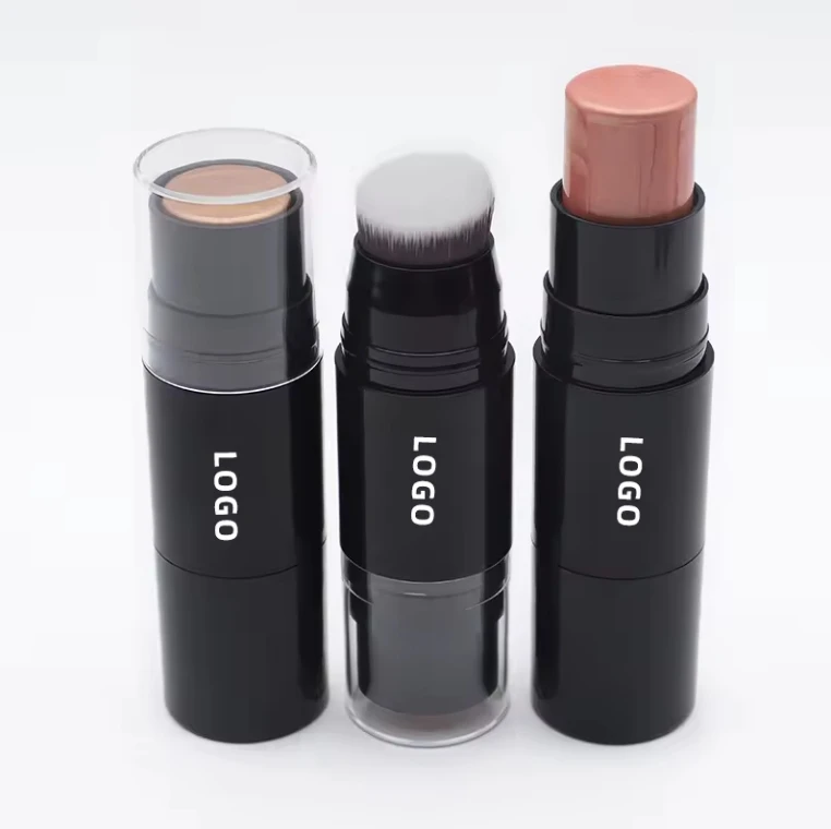 Private Label Waterproof Cream Pigment Shimmer Makeup Highlighter Stick With Brush