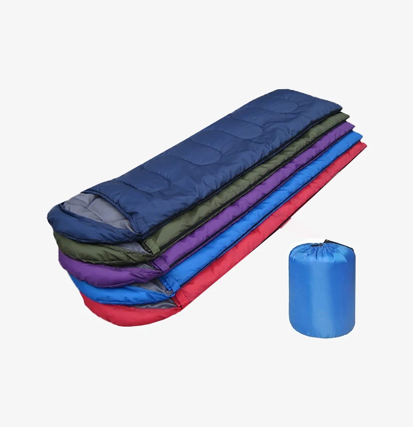 Fashion outdoor hiking envelop waterproof light weight cotton custom logo folding sleeping bag for adults