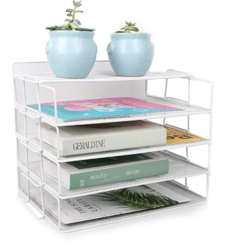 High quality metal desk organizer office home mesh desk organizer with sliding drawer