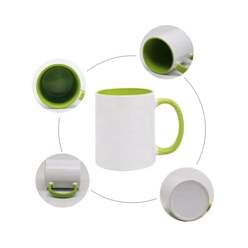 Customizable sublimation 11 oz blank plain white porcelain mug cup mug drinking cup two tone personal photo print coffee mug